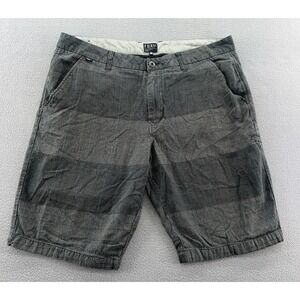 VTG Fox Shorts Mens Sz 36 Black Gray Striped Chinos Flat Front